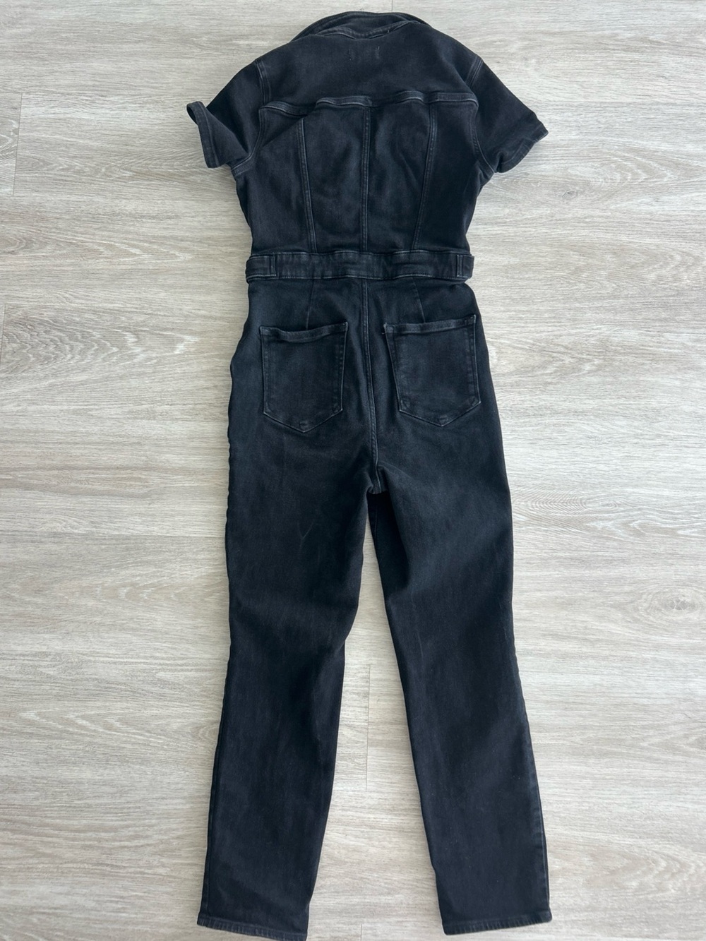 Good American Fit For Success Jumpsuit Womens M Black Denim Short Sleeve Romper - Picture 3 of 7